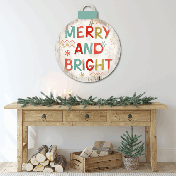 Merry & Bright ~ Ornament Wooden Wall Art - Image 4
