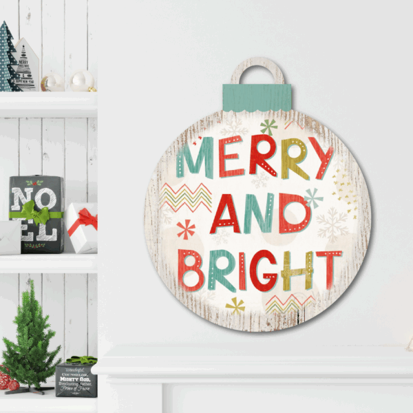 Merry & Bright ~ Ornament Wooden Wall Art - Image 3