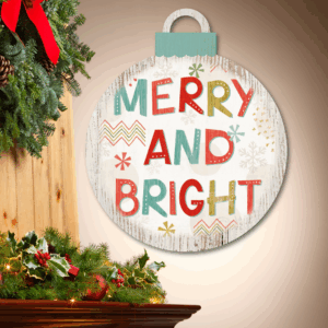 Merry & Bright ~ Ornament Wooden Wall Art