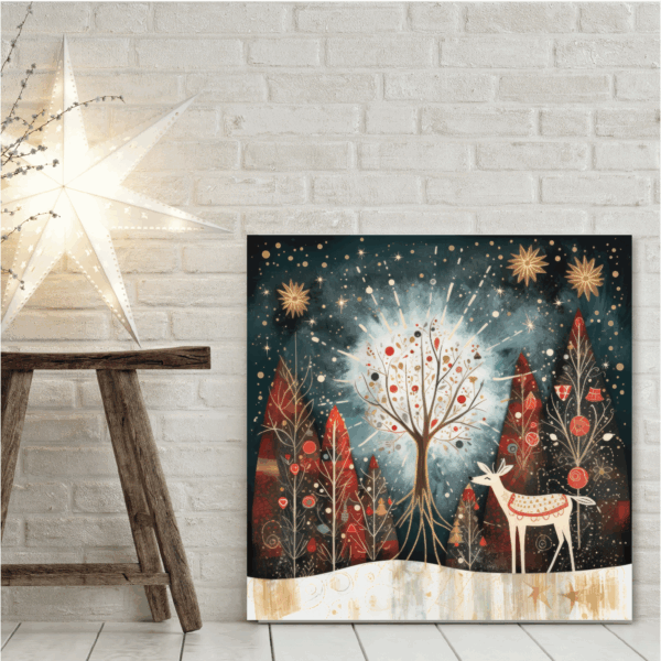 Starlit Woodland Christmas Gallery-Wrapped Canvas Art - Image 4