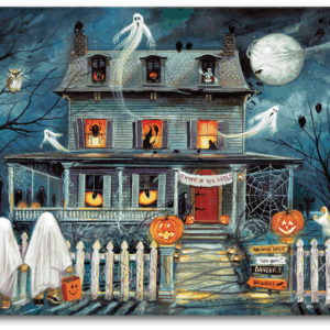 Ghostly Haunted House Gallery-Wrapped Canvas