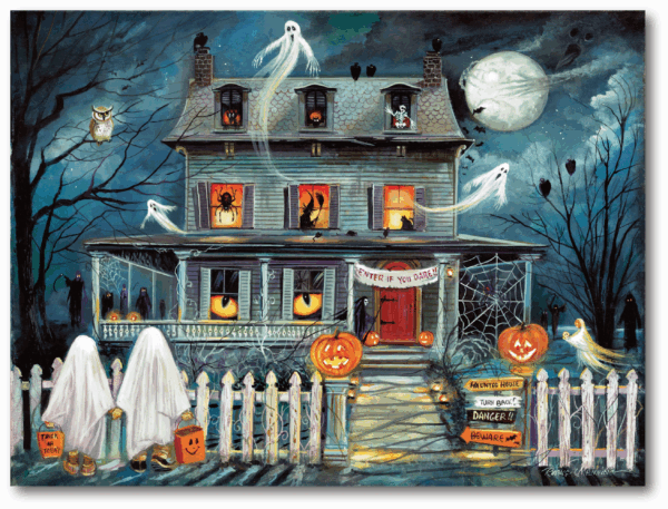 Ghostly Haunted House Gallery-Wrapped Canvas