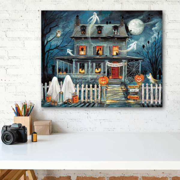 Ghostly Haunted House Gallery-Wrapped Canvas - Image 3
